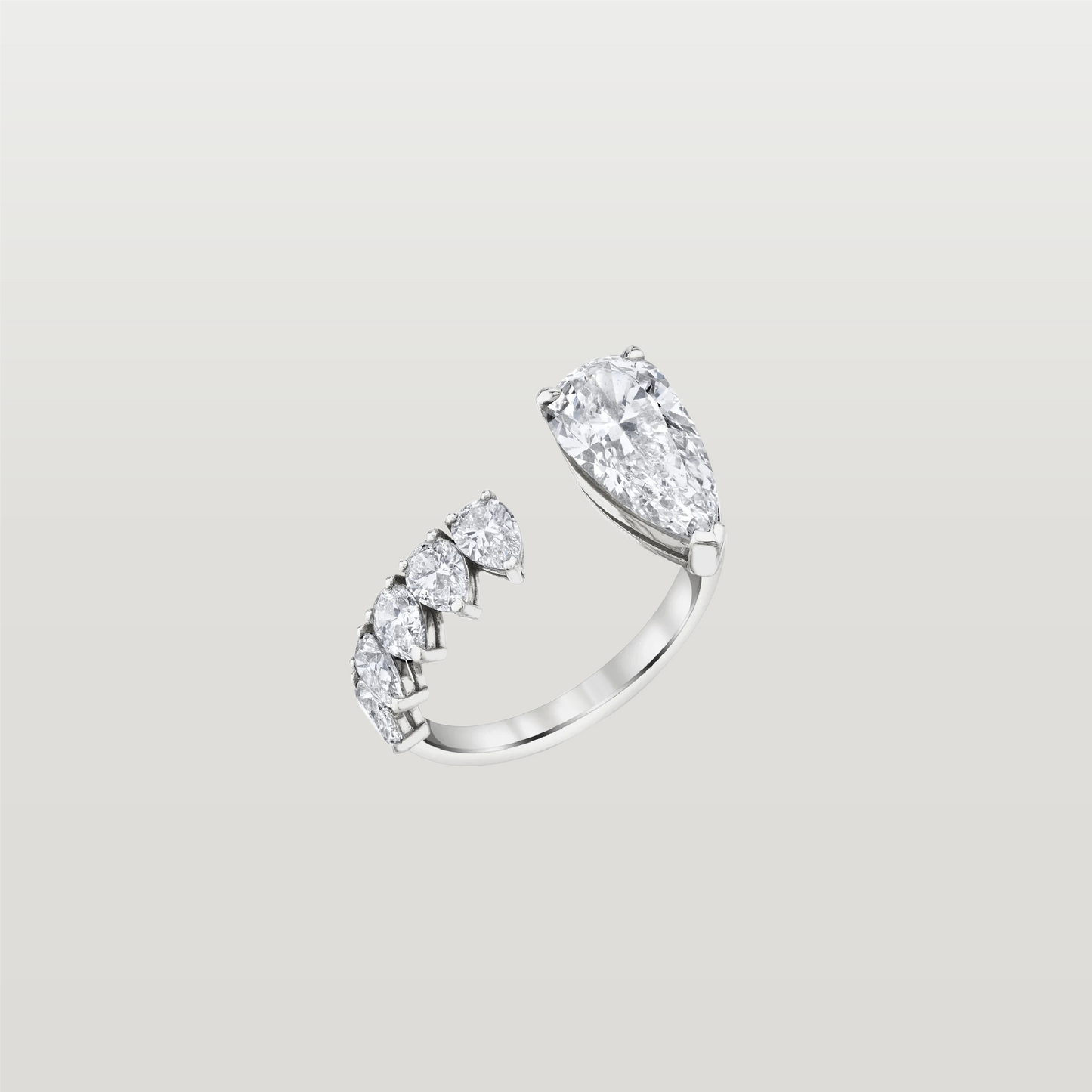 Diamond Floating Elongated Pear Ring