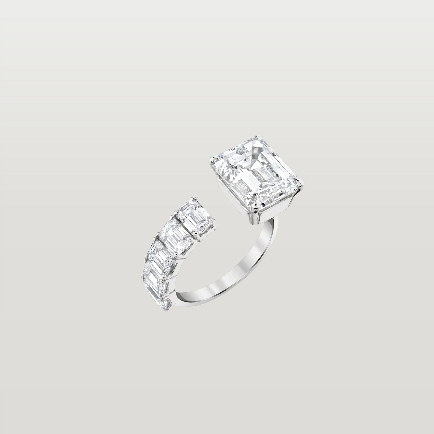Diamond Floating Emerald Cut Ring