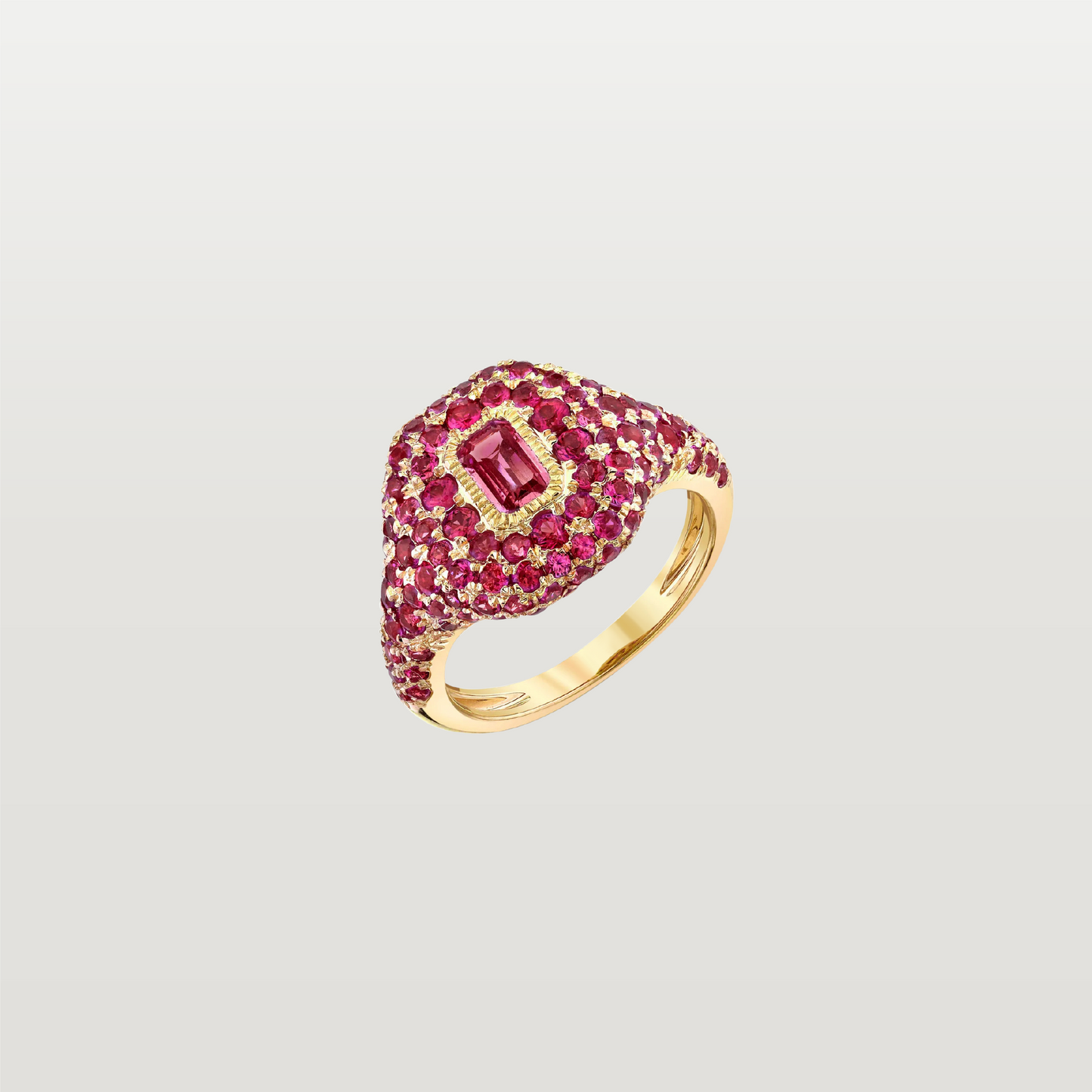 Pink Sapphire Pave Pinky Ring