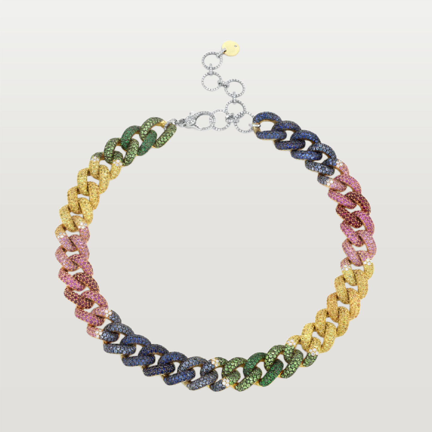 Rainbow Pave Jumbo Link Necklace