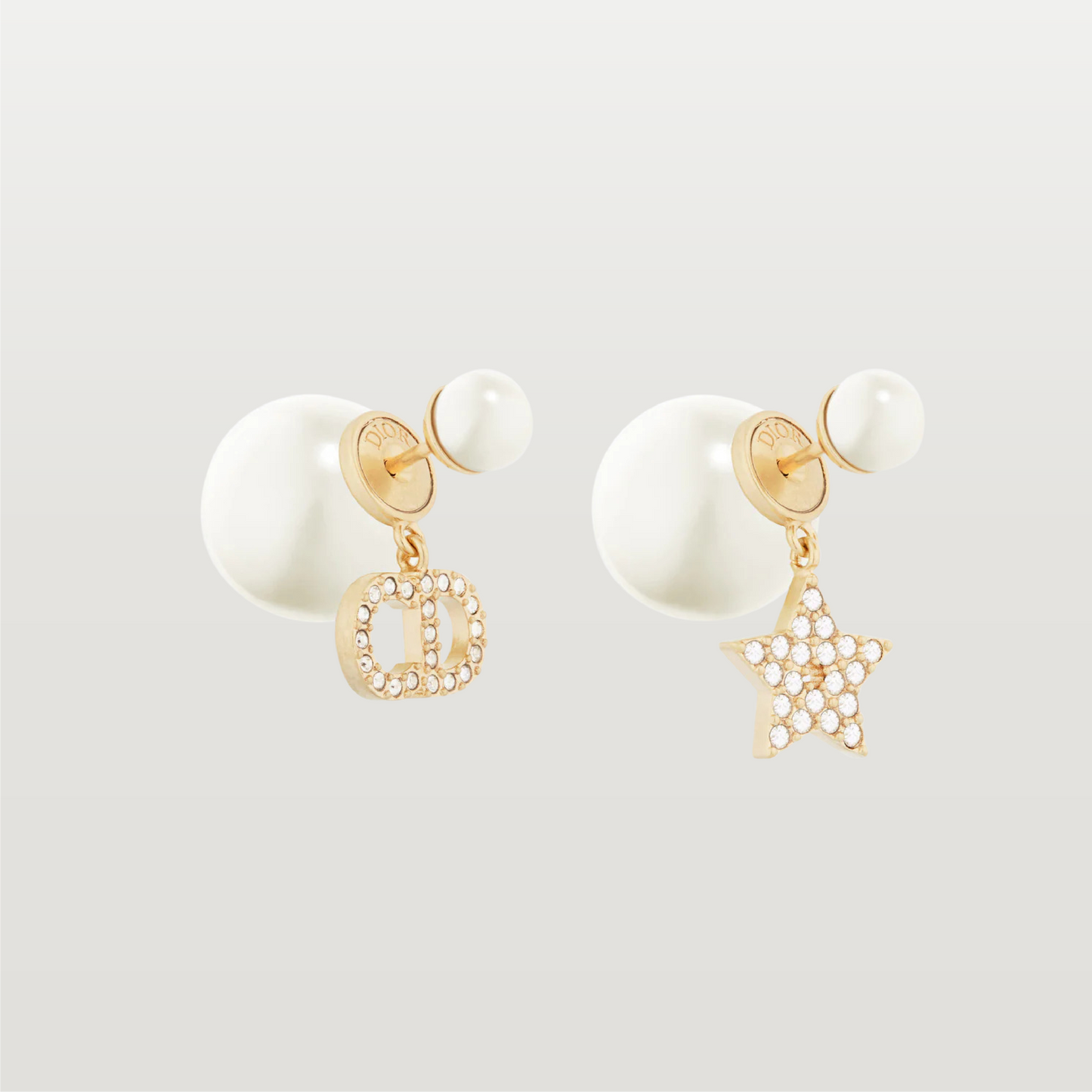 Tribales Pearl Logo and Star Earrings With Diamonds