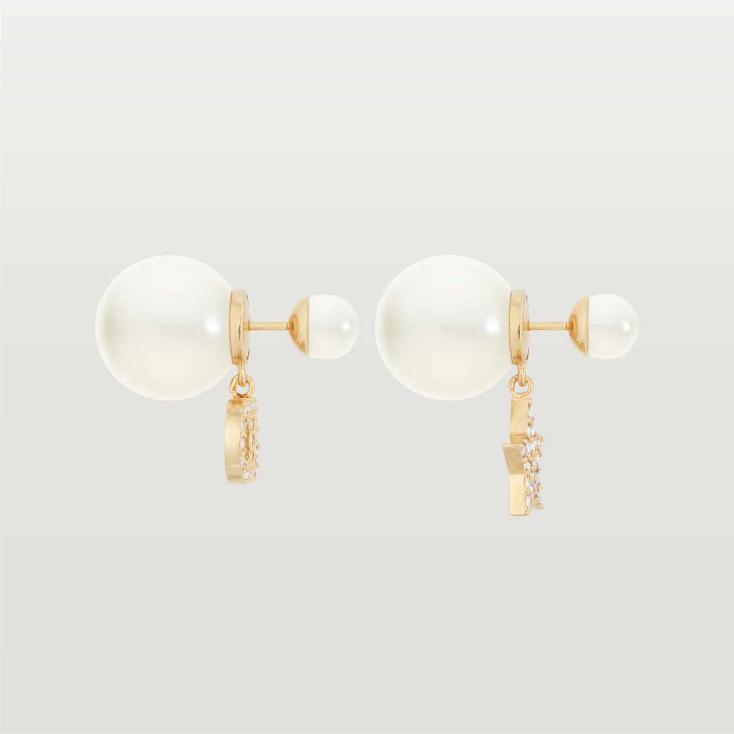 Tribales Pearl Logo and Star Earrings With Diamonds
