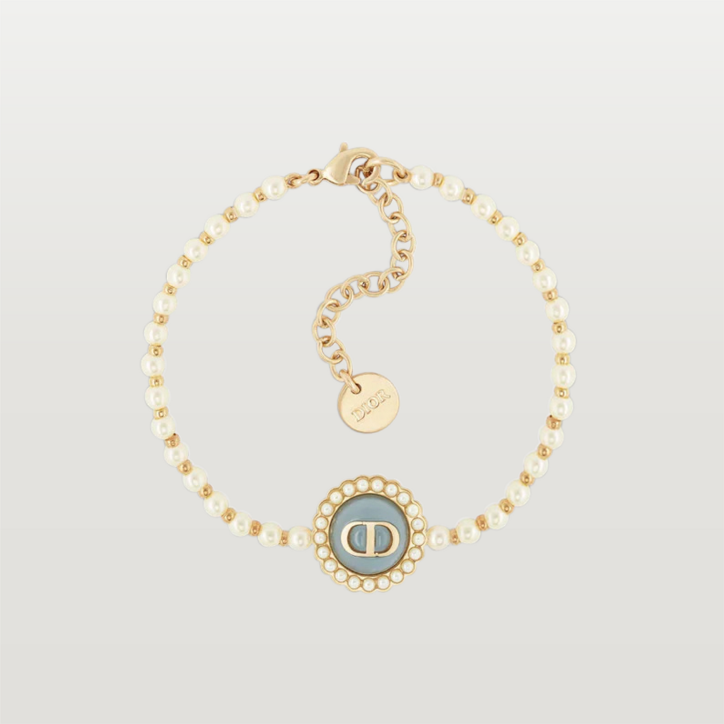 Petit CD Baroque Bracelet With Blue Glass