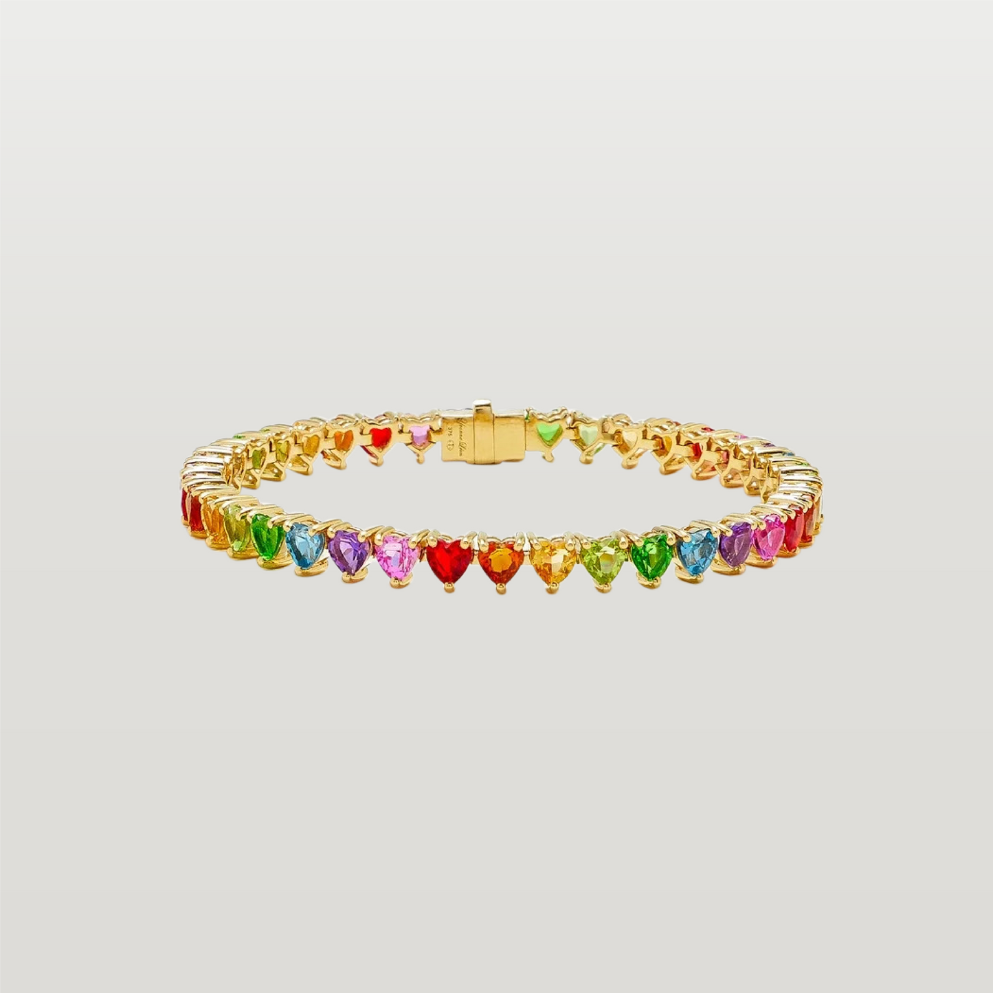Rainbow Heart Tennis Bracelet