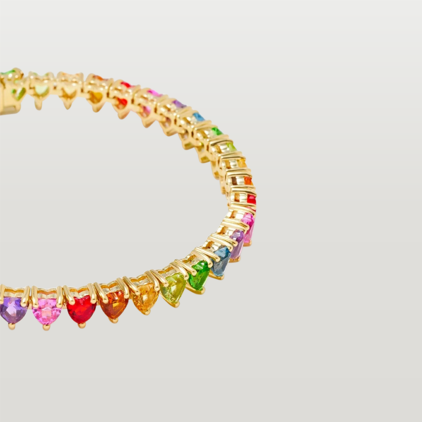 Rainbow Heart Tennis Bracelet