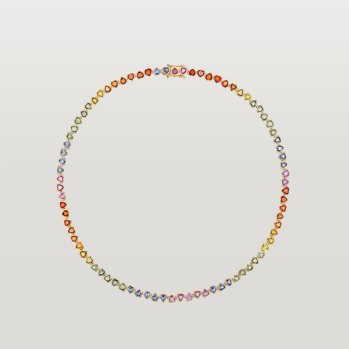 Rainbow Heart Tennis Necklace