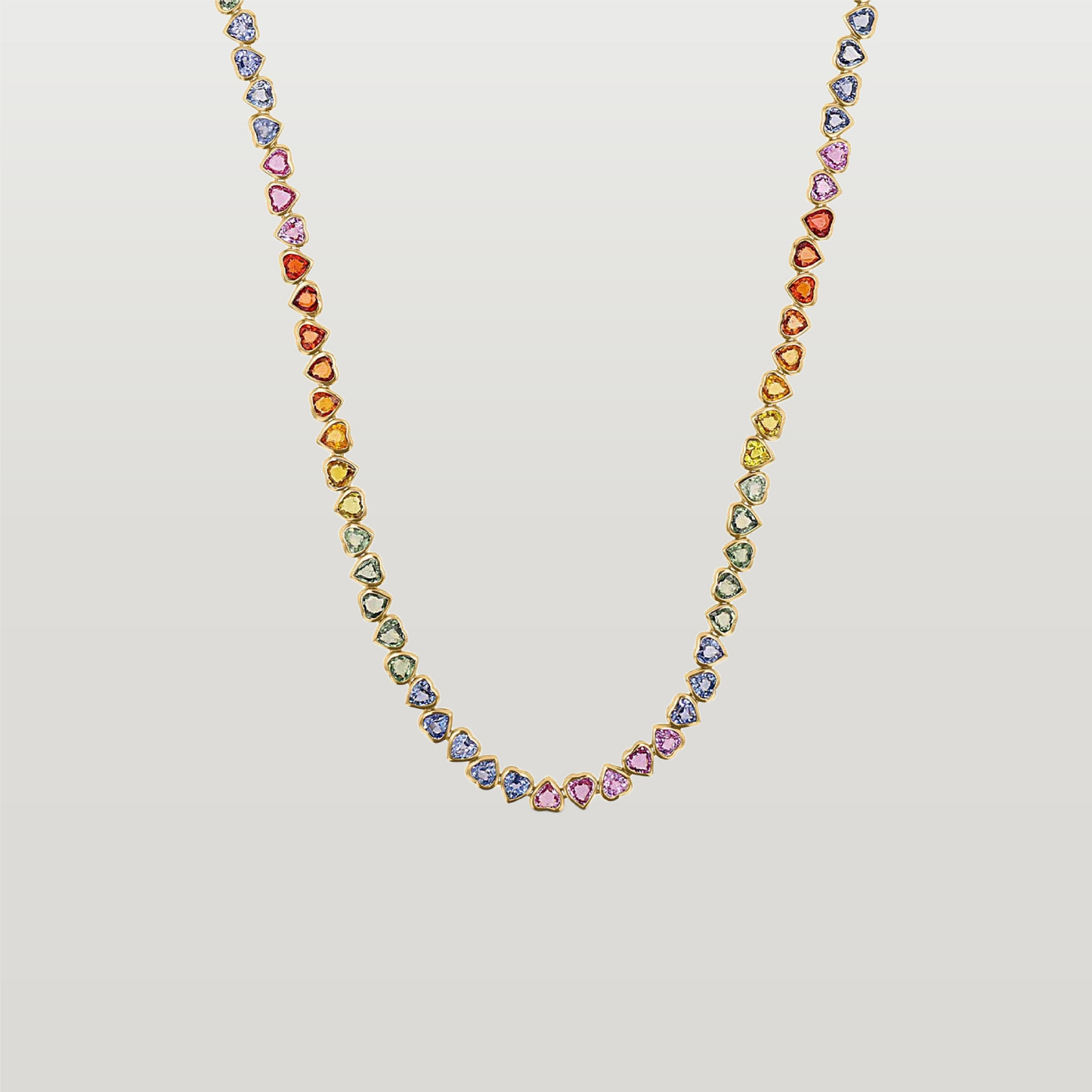 Rainbow Heart Tennis Necklace