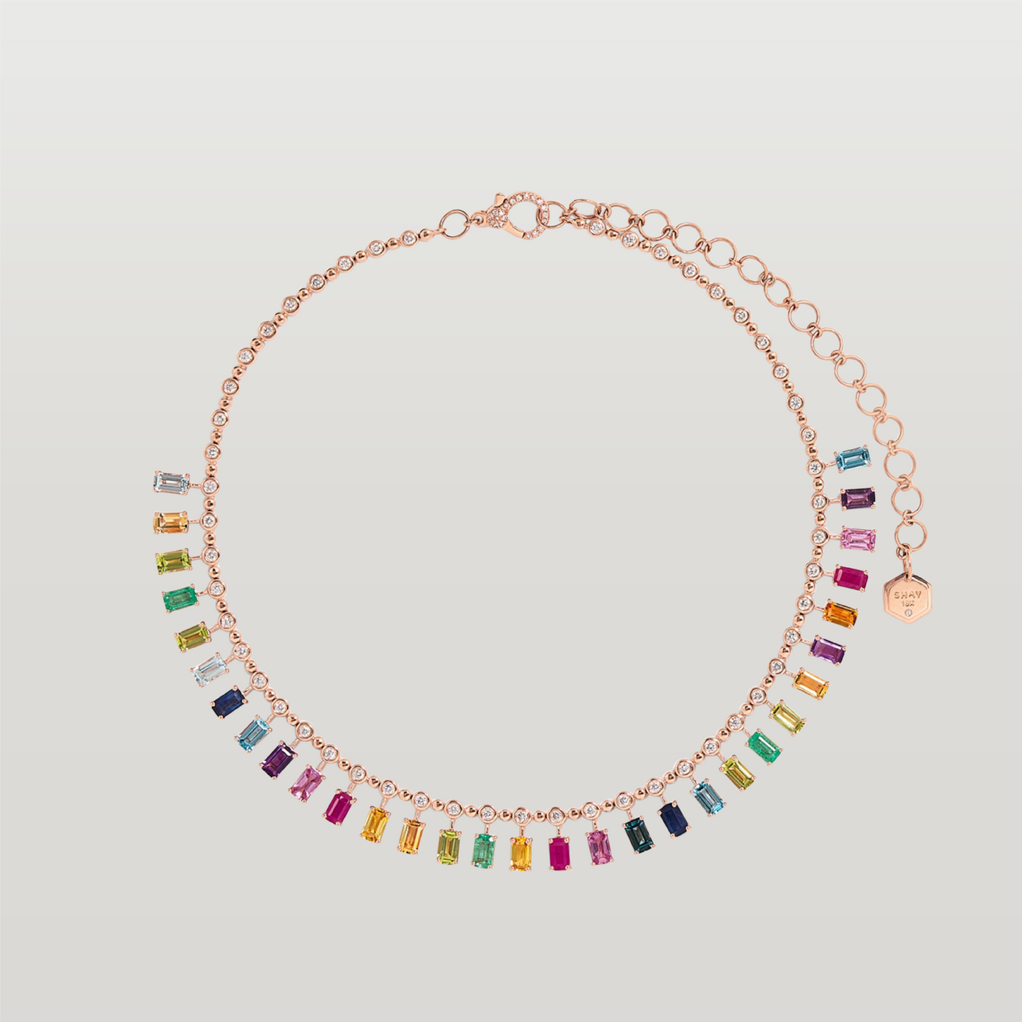 Rainbow Dot-Dash Chocker, Rose Gold