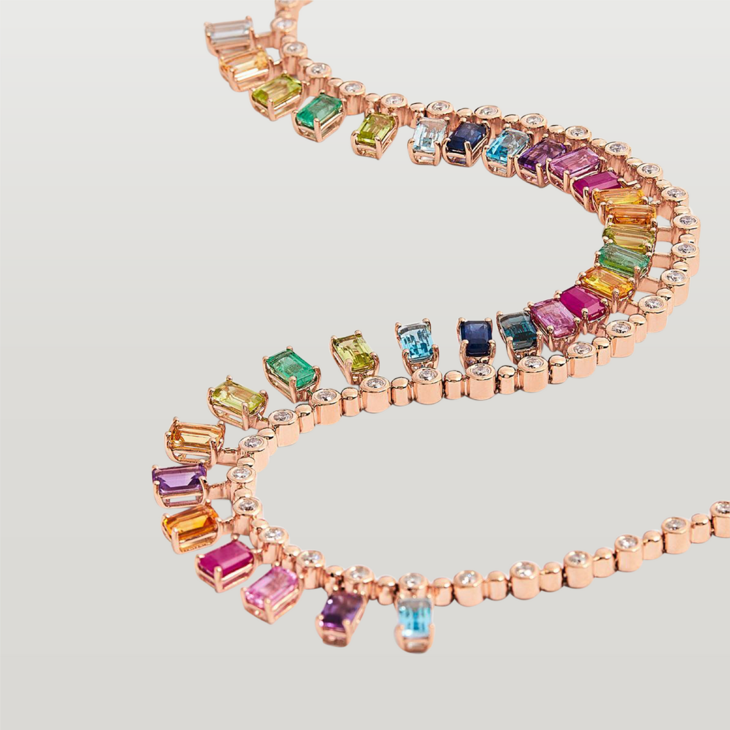 Rainbow Dot-Dash Chocker, Rose Gold
