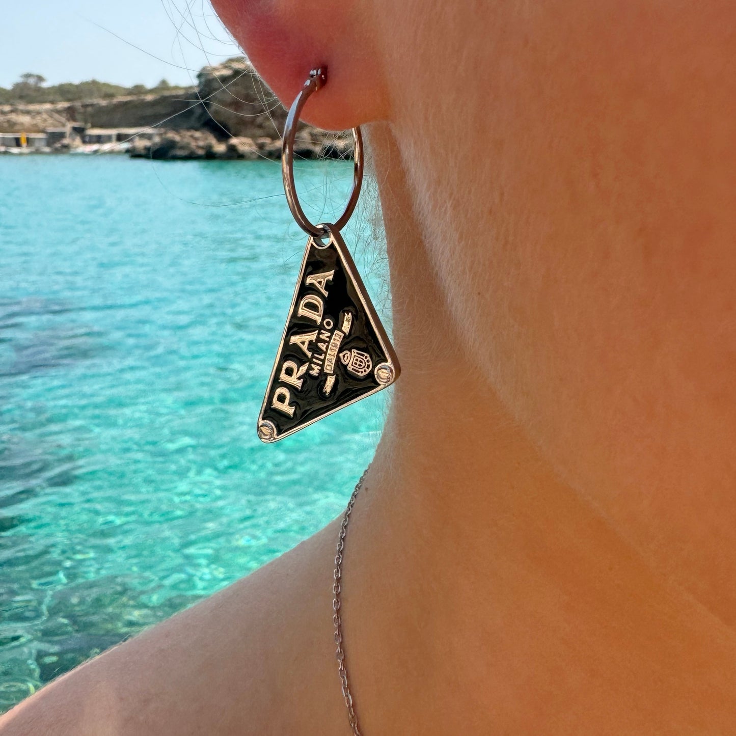 Triangle Logo Pendant Earrings