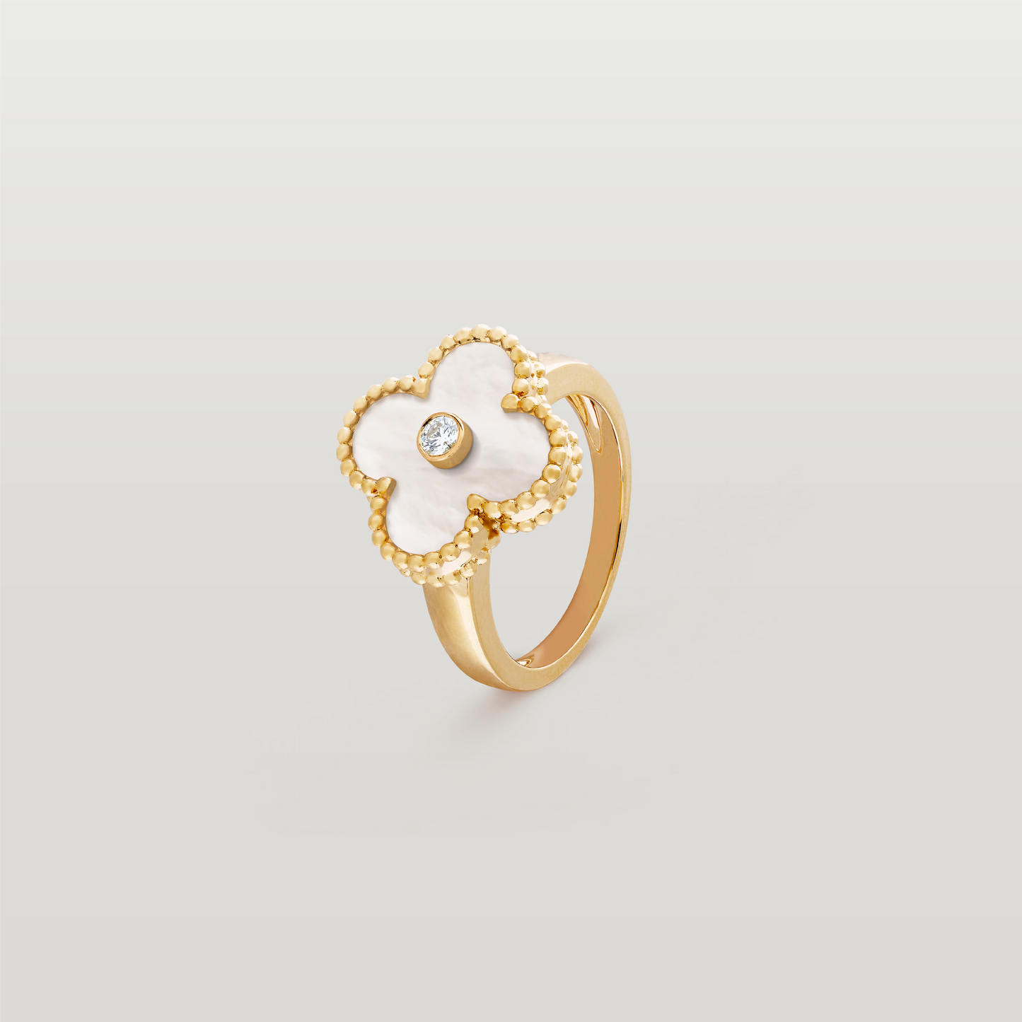 Vintage Alhambra Ring, Diamond, Mother-Of-Pearl