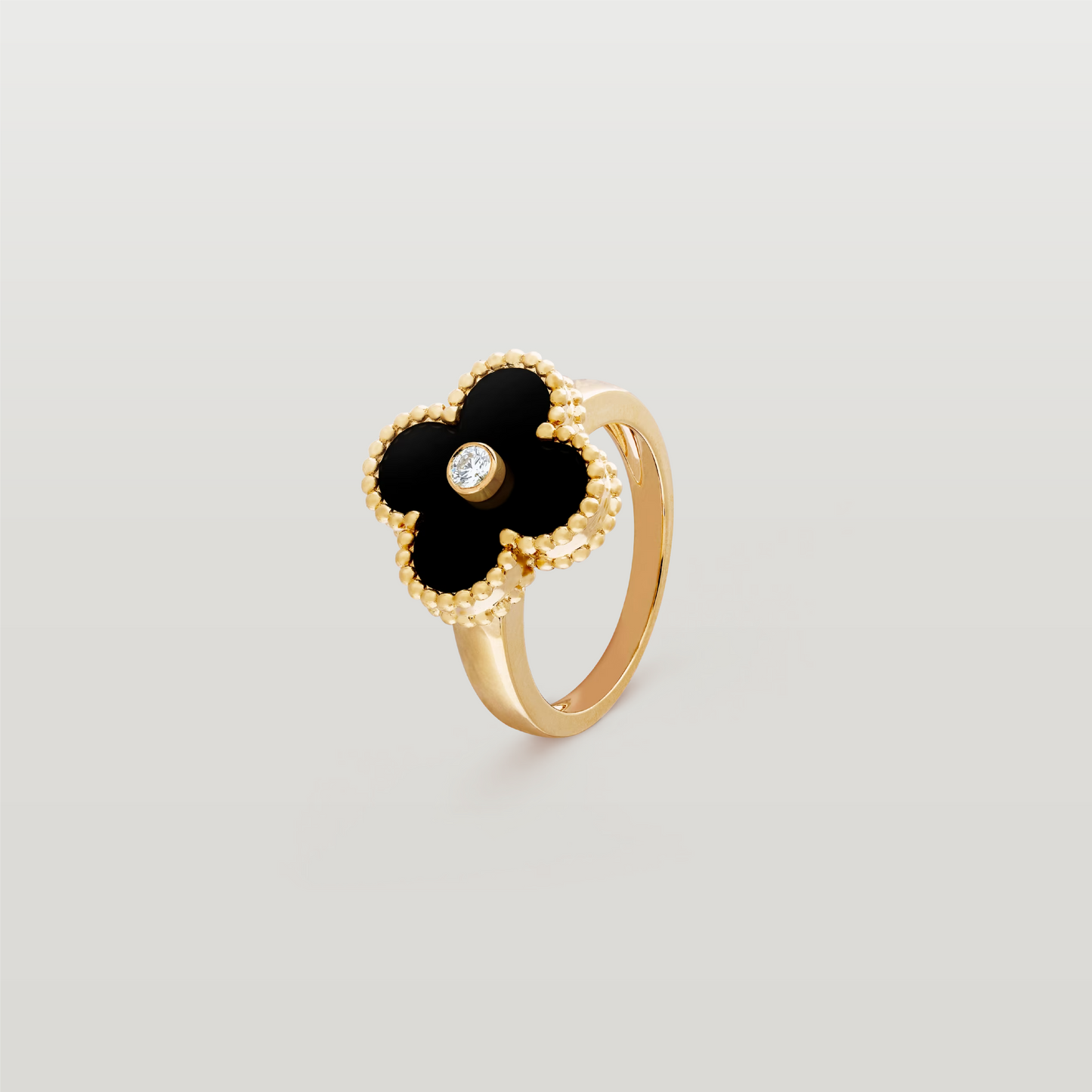 Vintage Alhambra Ring, Diamond, Onyx
