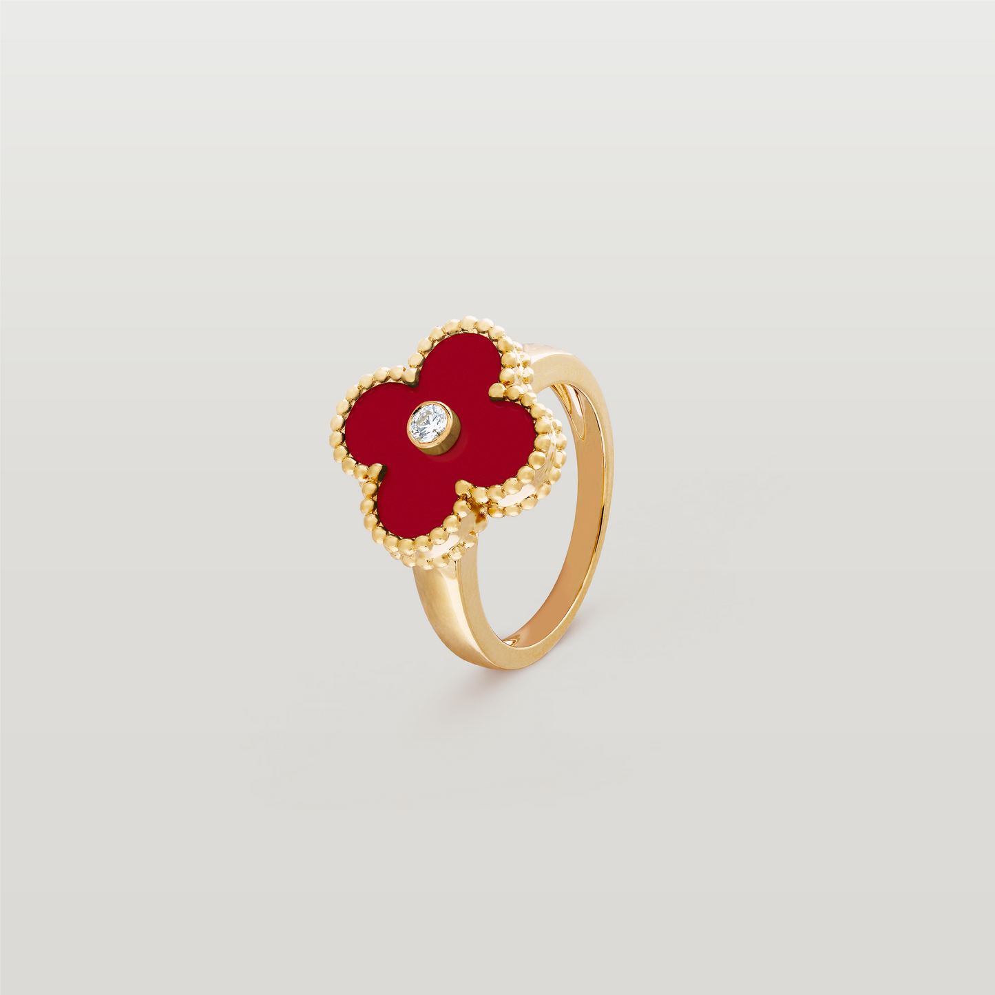 Vintage Alhambra Ring, Diamond, Carnelian