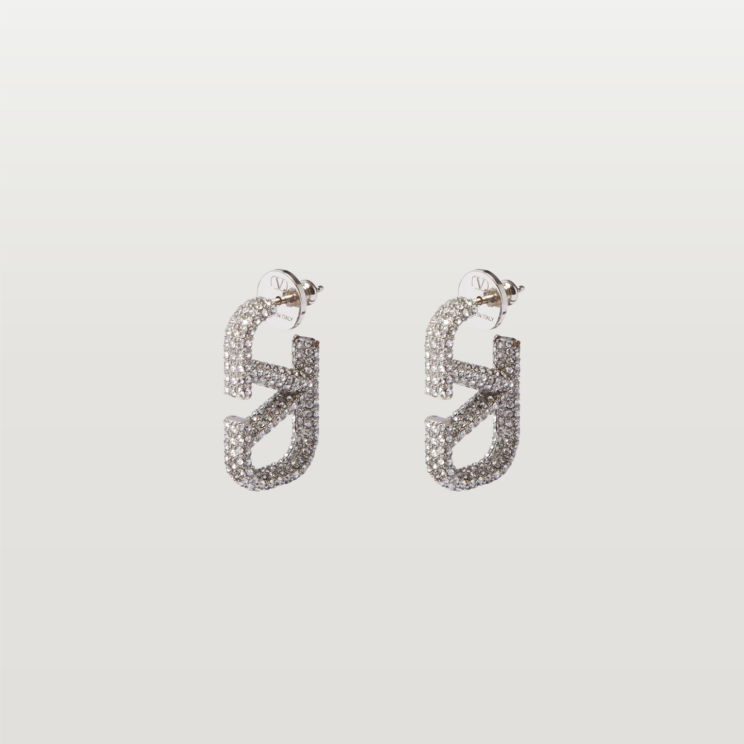 Garavani VLogo Signature Metal and Crystal Earrings, Silver