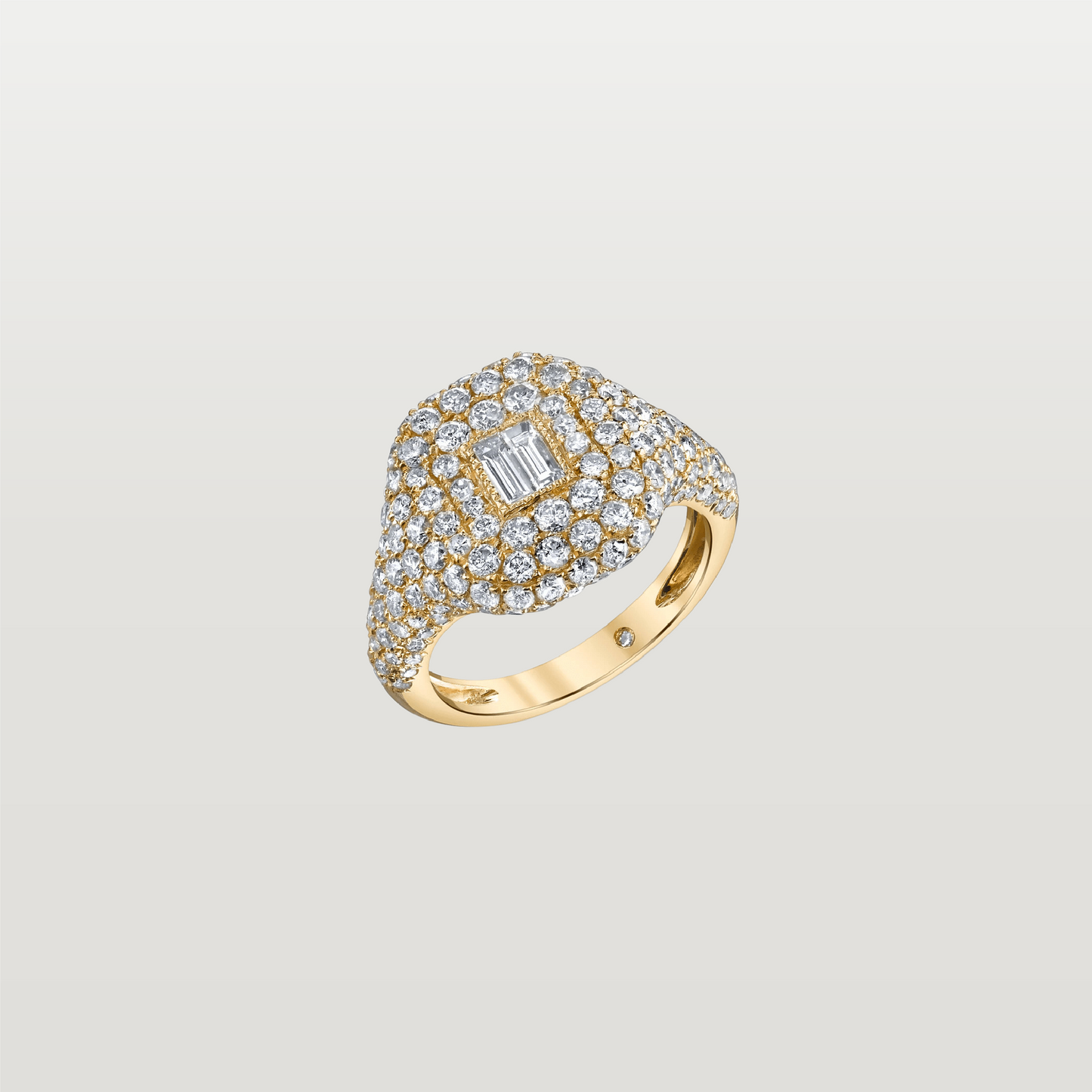 Diamond Baguette Pave Pinky Ring