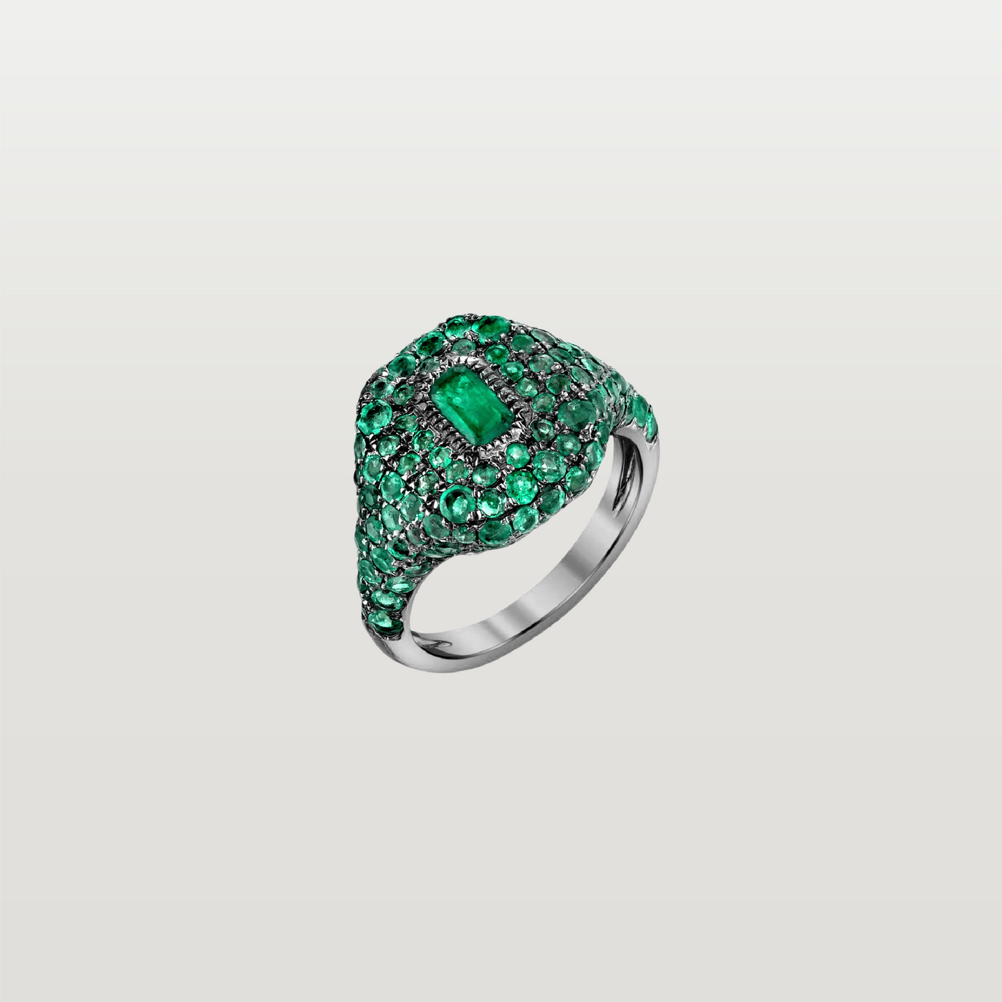 Emerald Pave Pinky Ring