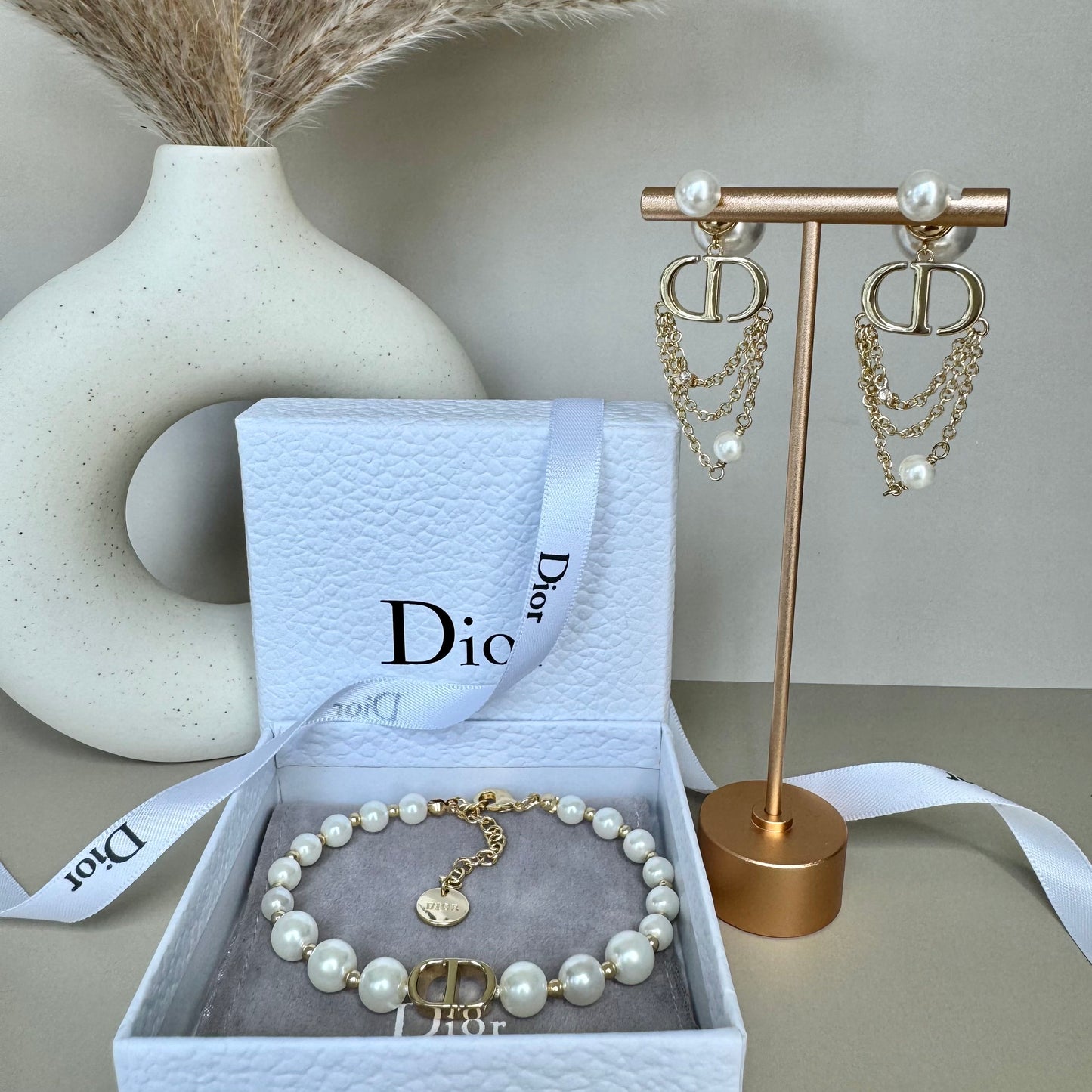 Tribales Earrings With Pearls and Silver-Tone Crystals