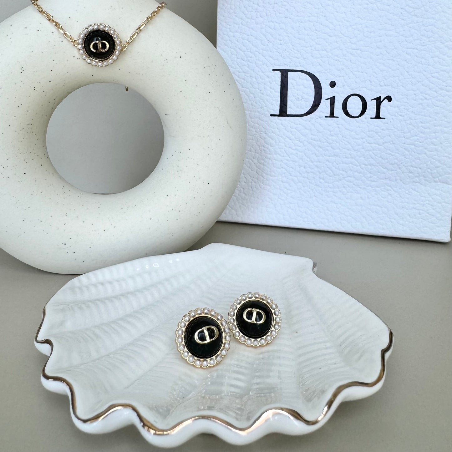 Petit CD Stud Earrings With Glass