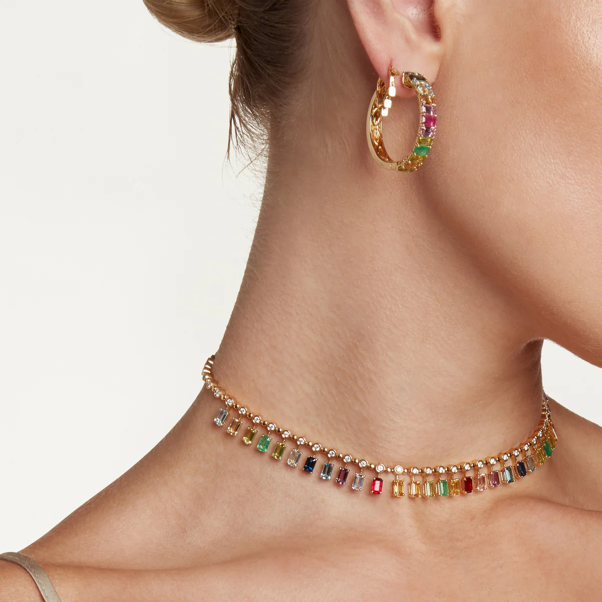 Rainbow Dot-Dash Chocker, Rose Gold